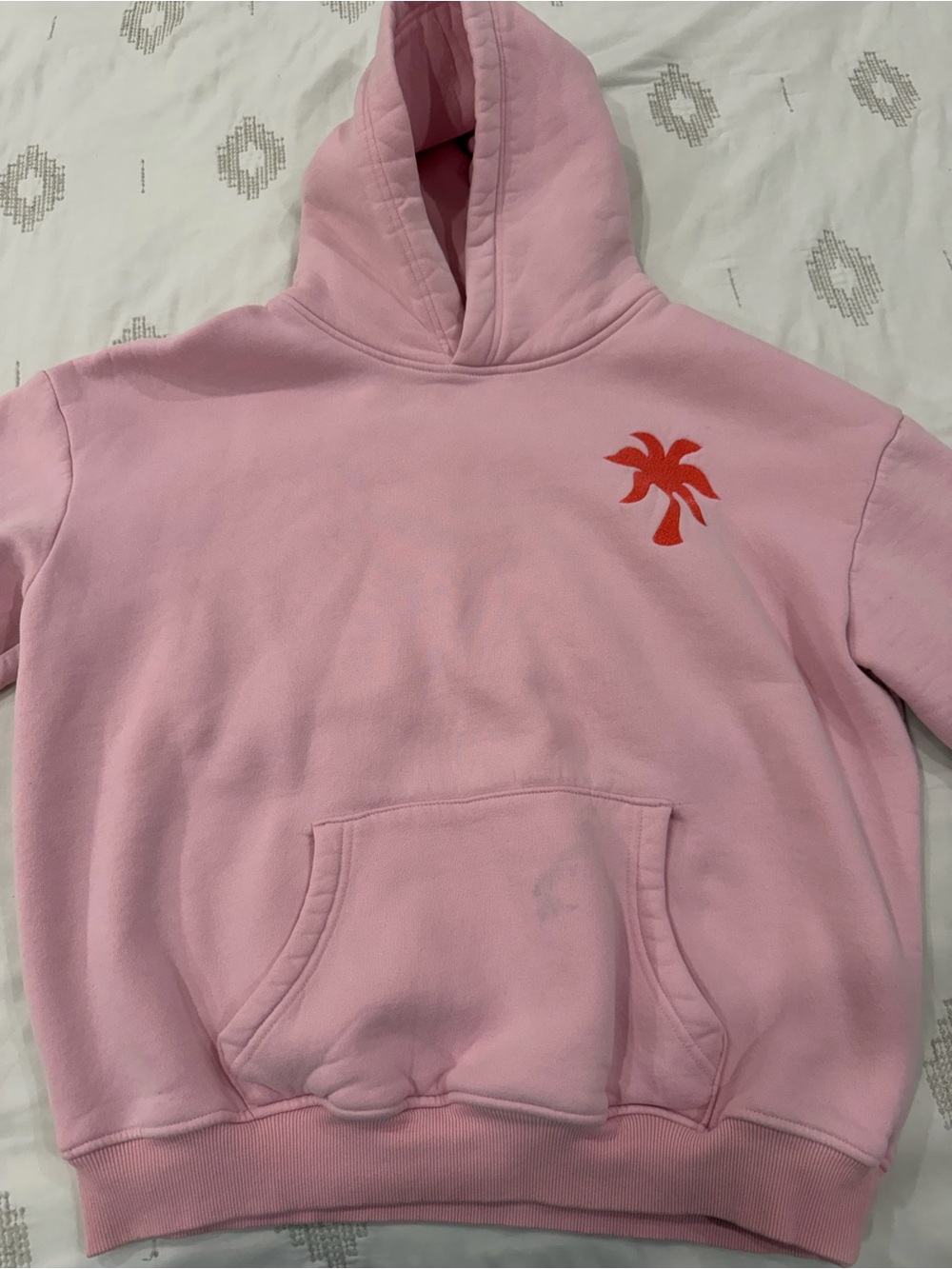 Pink Palm-Graphic Women's Hooded Pullover Sweater